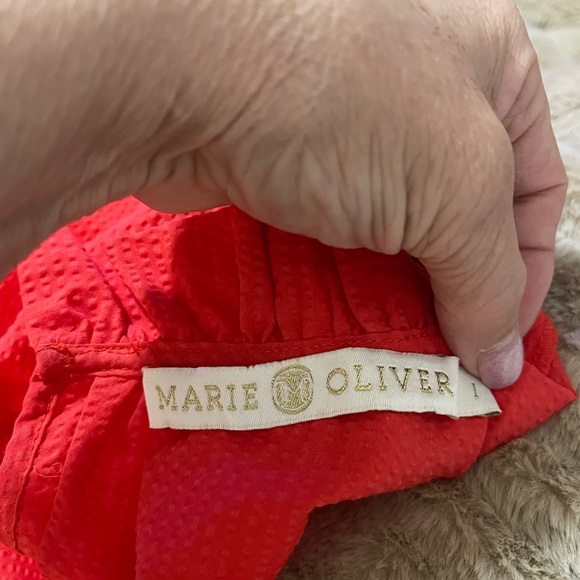 MARIE OLIVER RED RUFFLE SLEEVE TEXTURED DRESS  NWOT - Picture 7 of 7